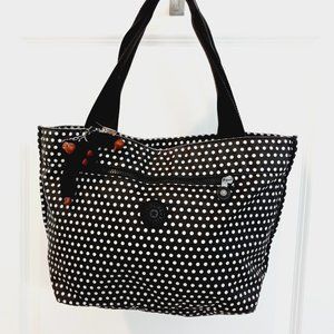 Kipling Black and White Polka Dot Tote